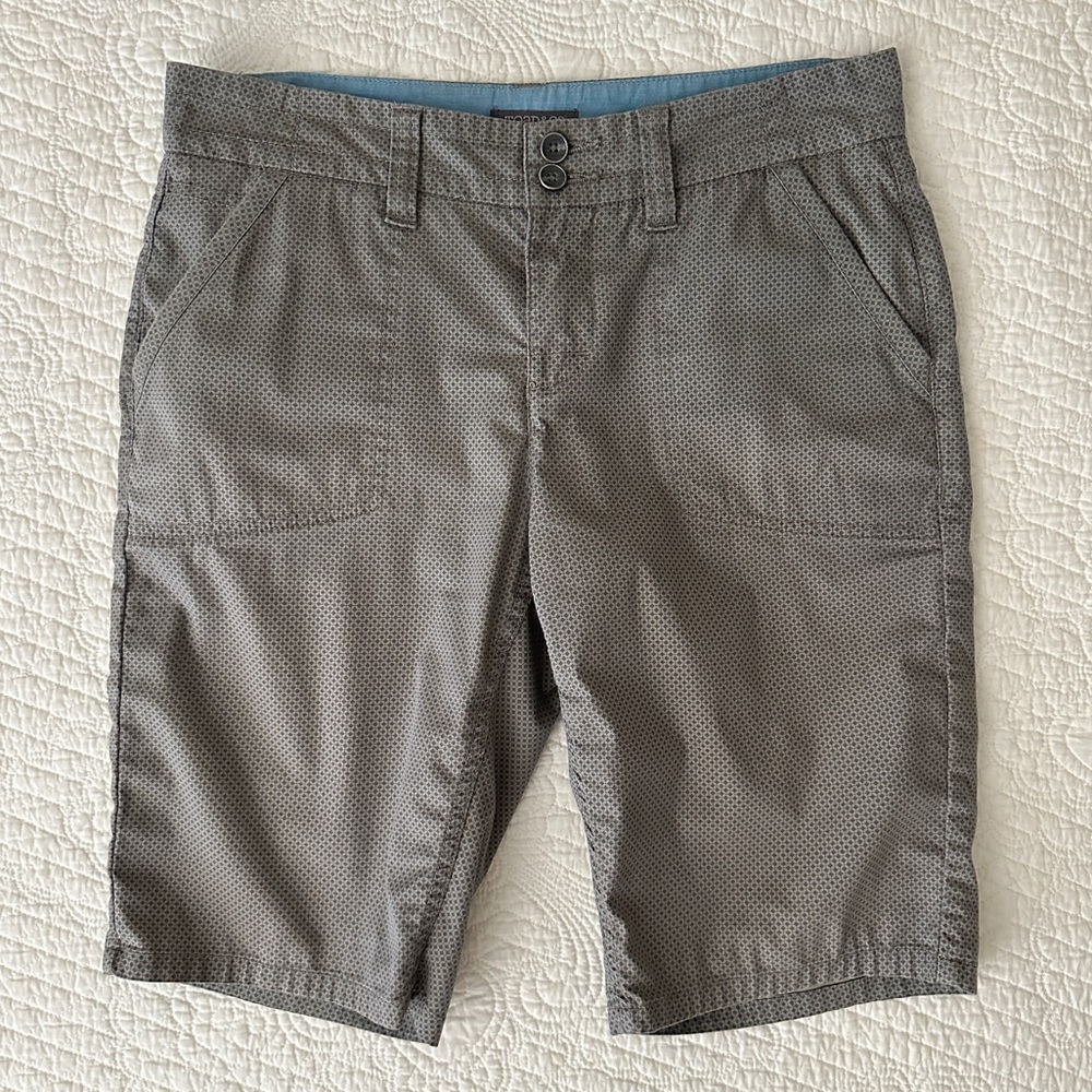 Toad & Co Women’s Viatrix Bermuda Shorts Gray Printed Organic Cotton Size 2